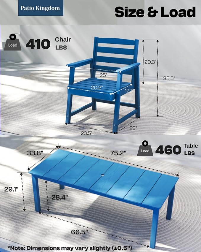 7-Piece Navy Blue Outdoor Dining Set - Image 6
