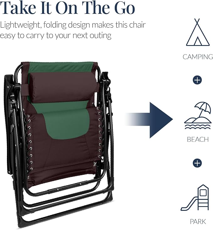 Best Choice Products Oversized Padded Zero Gravity Chair, Folding Outdoor Patio - Image 6