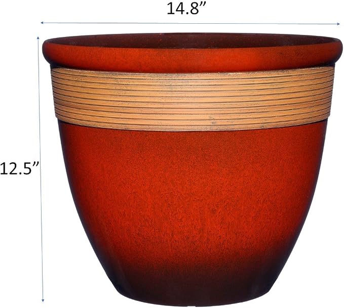 Classic Home and Garden Premiere Collection Planter, Abigail 15", Lava Red - Image 4