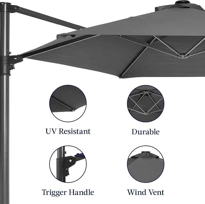 Best Choice Products 10ft Offset Cantilever Hanging Market Patio Umbrella - Image 7