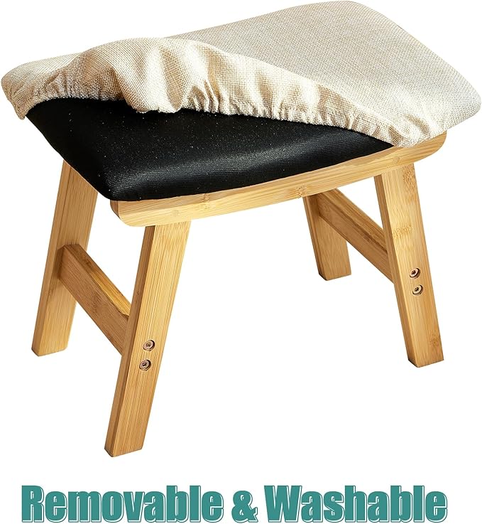 Gray Small Soft Footrest Ottoman - Image 7