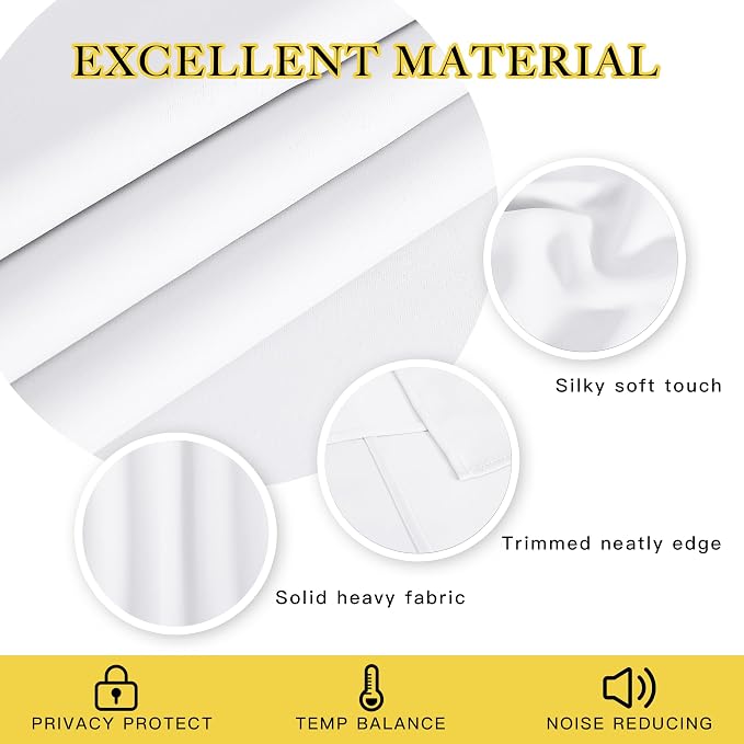 NICETOWN White Room Darkening Curtain 63 inches Long - Image 4