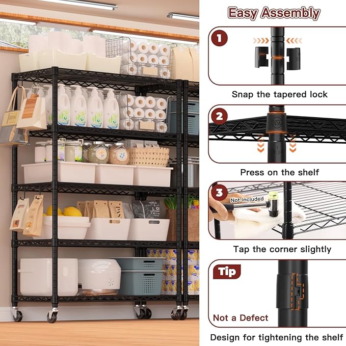 Xcity Storage Shelves, 5 Tier Heavy Duty Metal Shelving Unit - Image 3