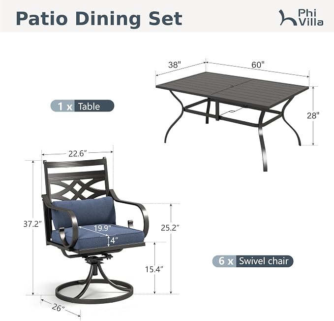 PHI VILLA 7 Pieces Outdoor Dining Set - Image 9