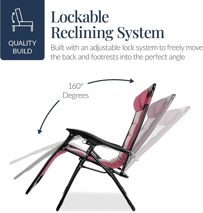 Best Choice Products Oversized Padded Zero Gravity Chair, Folding Outdoor Patio - Image 8