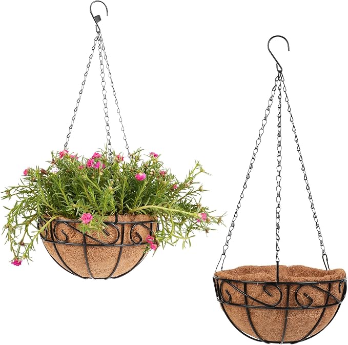 2 Pack 10 inch Metal Hanging Baskets by Dovesail