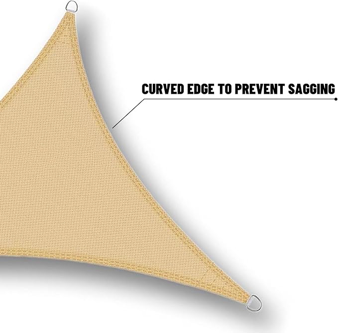 SUNNY GUARD Waterproof Sun Shade Sail 10'x11'x14.9' Sand Right Triangle UV - Image 5