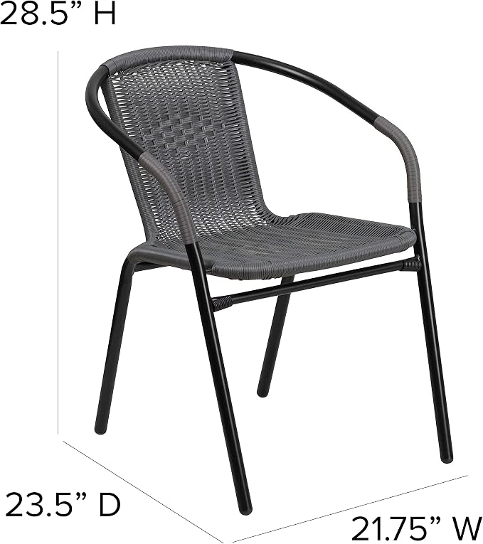 EMMA + OLIVER Set of 4 Modern Rattan Indoor/Outdoor Stack Chairs, Stacking - Image 2