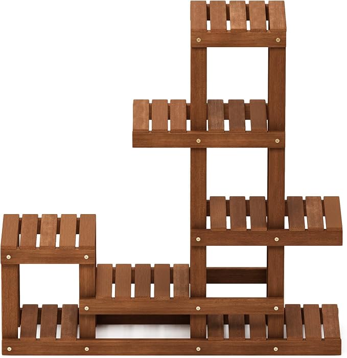 Furinno FG18451 Tioman Hardwood Patio Furniture Outdoor Flower Stand in Teak Oil - Image 4