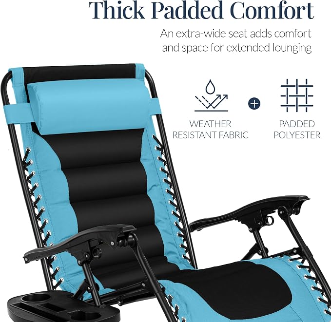 Best Choice Products Oversized Padded Zero Gravity Chair, Folding Outdoor Patio - Image 5