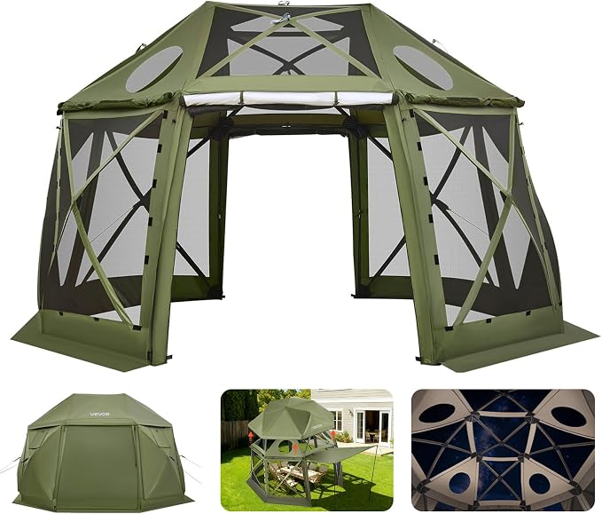 VEVOR Pop up Gazebo Screen Tent, 13 x 13 ft, 13-Sided Spherical Camping Canopy by VEVOR