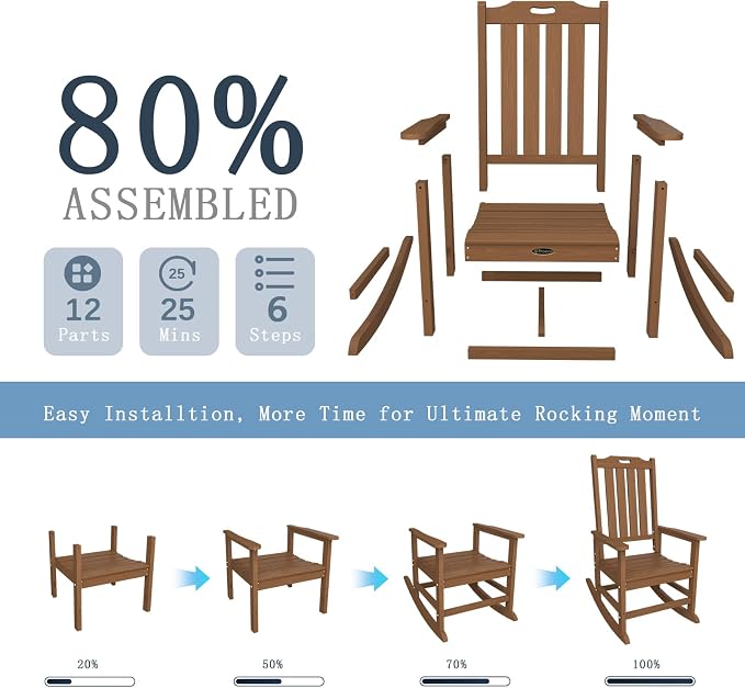Oversized Rocking Chair Set of 4, Outdoor Rocking Chair - Image 9