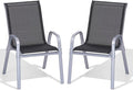 Patio Chairs Set of 2, Easily Set Up Stackable Outdoor Dining Chairs by Dovov