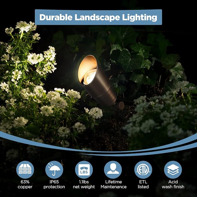 Gardencoin Solid Brass Outdoor Landscape Spotlights, 12V LED Low Voltage - Image 2