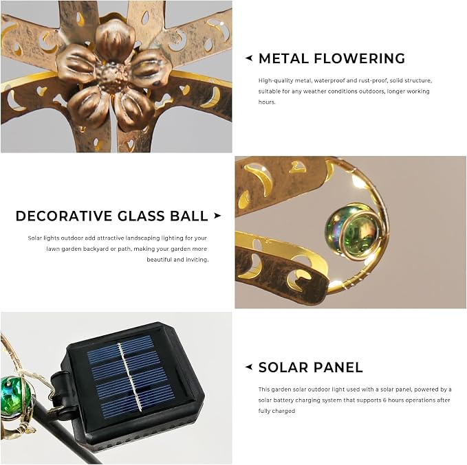 Kaixoxin Solar Power Cross Stake Warm White Color Florals Solar Lights Garden - Image 6