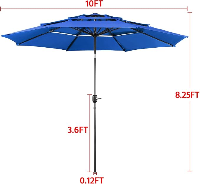 Yaheetech 3 Tier Patio Umbrella 10ft Vented Outdoor Large Market Table Umbrella - Image 8