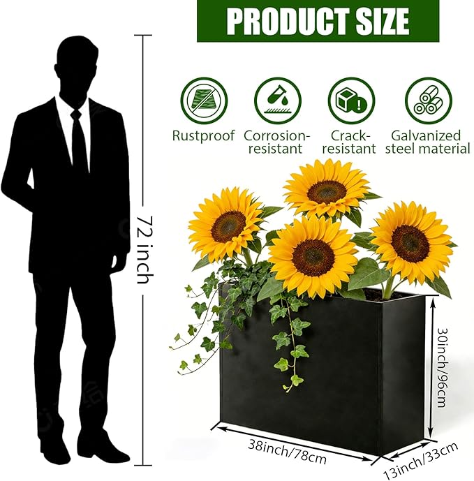 Metal Rectangular Planter, Metal Planter Box - Image 2
