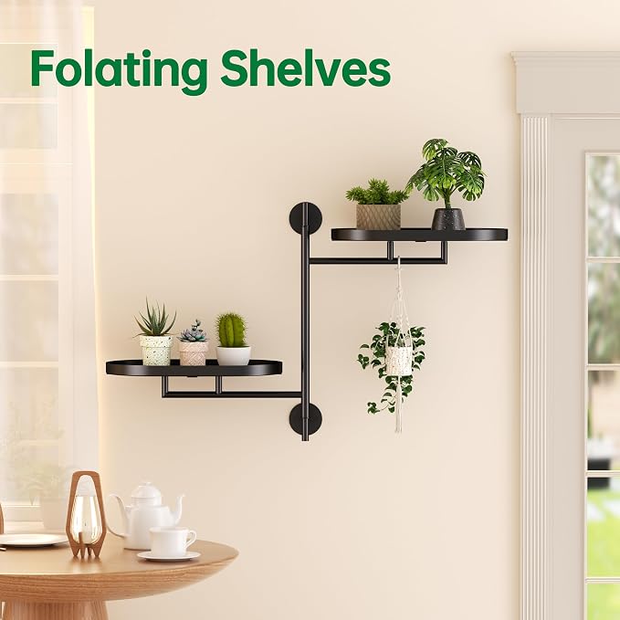 Rotating Window Shelves for Multiple Plants Indoor, 2-tier Metal Corner Black - Image 7