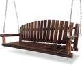 5FT Rustic Log Wooden Porch Swing, Heavy-Duty 900 LBS, Outdoor Hanging Bench by Mosbrisa