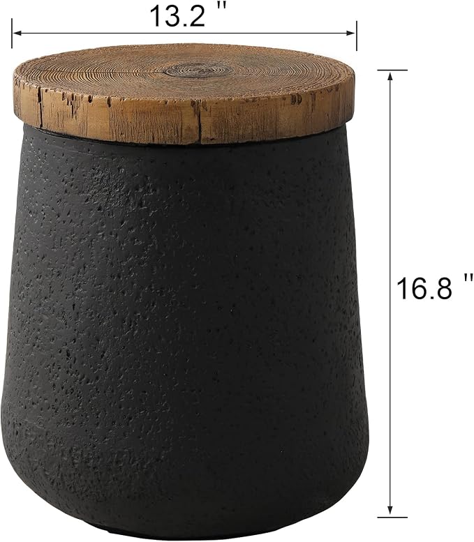 SUNBURY Small Outdoor Side Table, Accent Side Table, Garden Stool Wooden-Look - Image 3