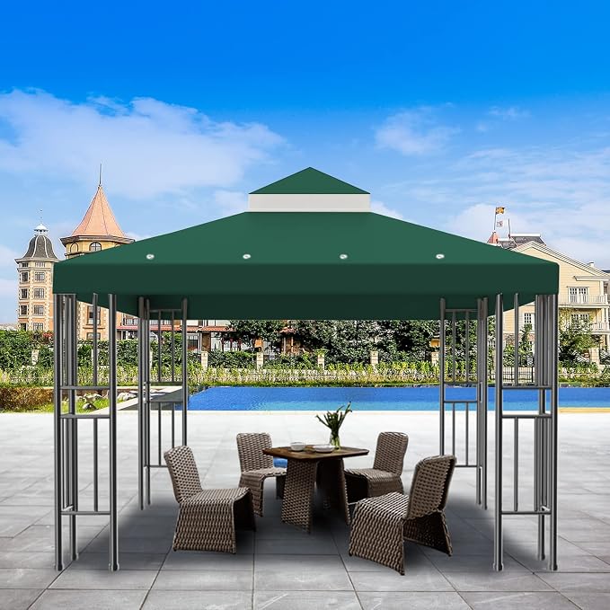 Sumfaller 10x10 FT Gazebo Replacement Canopy Top Double Tiered Canopy Top - Image 7