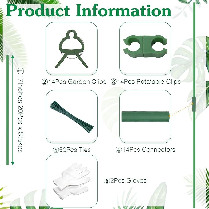 Garden Stakes 17Inch 20Pack, DIY Tall Plant Support Stakes of 4Ft, HAINANSTRY - Image 3