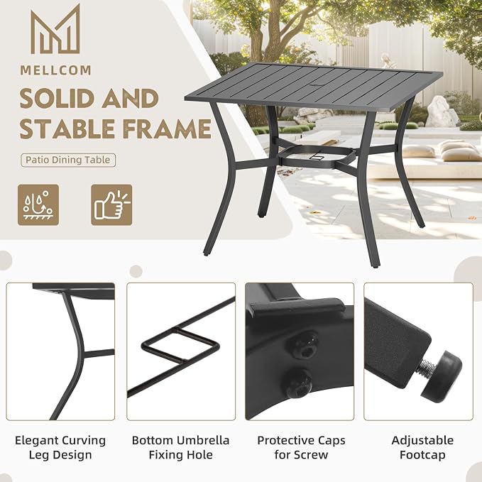 MELLCOM 5-Piece Outdoor Dining Set, 4 Swivel Rocker Chairs - Image 6