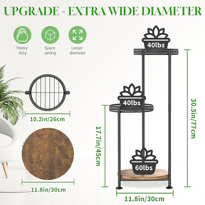 3 Tier Large Plant Stand Indoor Outdoor Clearance, Metal Flower Shelf Pot Holder - Image 2