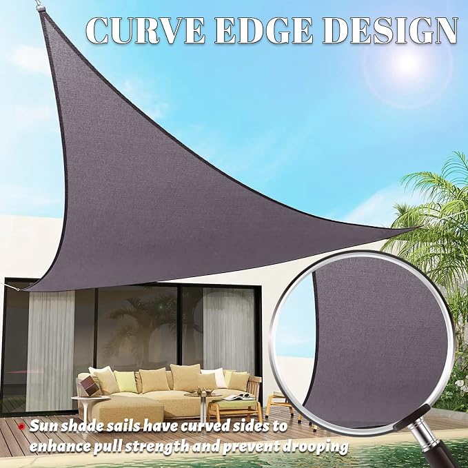 SUNLAX Custom Size 10'x18'x20.6' Dark Grey Sun Shade Sail Right Triangle UV - Image 3
