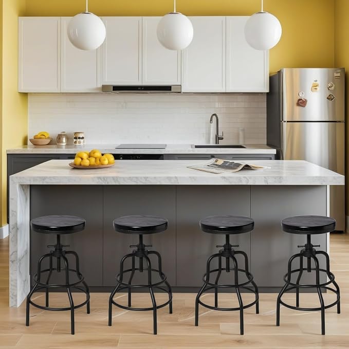 LOKKHAN 4-Pack Industrial Bar Stools, Heavy-Duty Black Metal Frame - Image 7