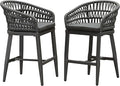 PURPLE LEAF Outdoor Rattan 24" Counter Height Bar Stools Chair Set of 2 by PURPLELEAF