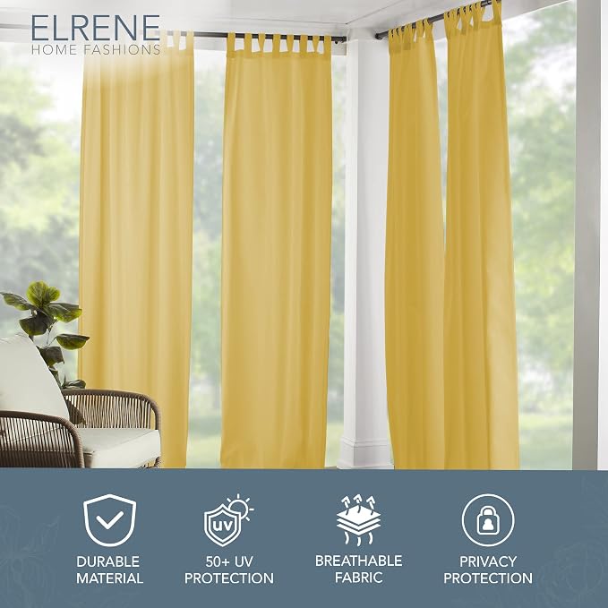 Elrene Home Fashions Matine Weatherproof Tab-Top Indoor/Outdoor Solid Color - Image 2
