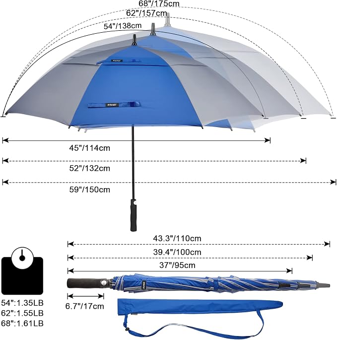 G4Free 47/54/62/68/72 Inch Automatic Open Golf Umbrella Oversize Extra Large - Image 4