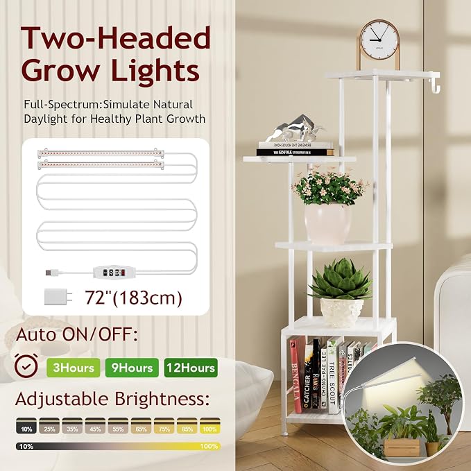 Plant Stand Indoor with Grow Light, 5-Tiered Tall Plant Stand Indoor, Metal - Image 3