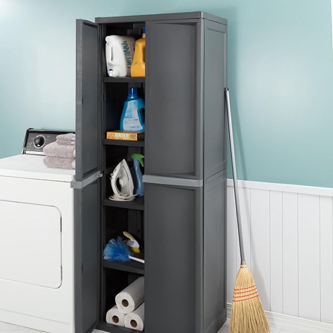 Sterilite 2-Pack 4 Shelf Cabinet, Lockable Utility Storage w/Adjustable Shelves - Image 6
