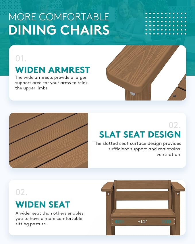 SERWALL 7-Piece Patio Dining Sets, All Weather HDPE Outdoor Furniture Set - Image 6