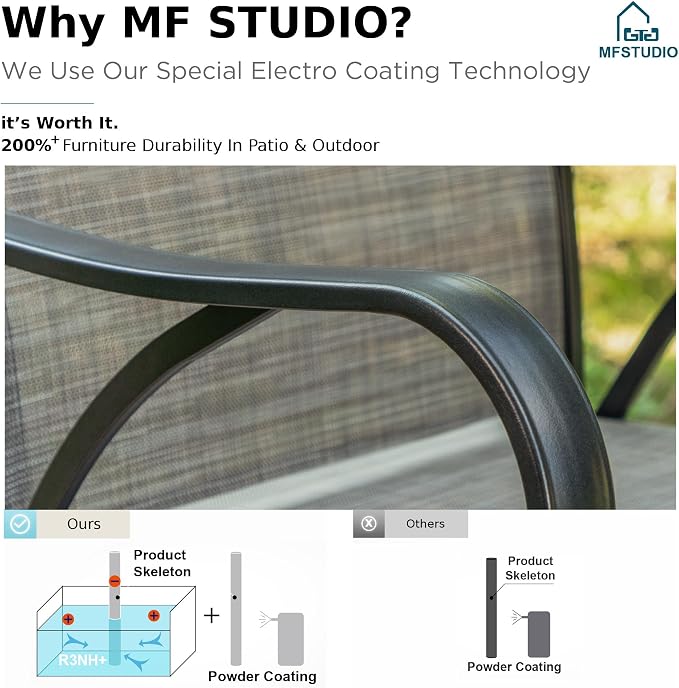 MFSTUDIO Outdoor Bar Stools Set of 2, Swivel Bar Height Patio Chairs Outdoor - Image 5