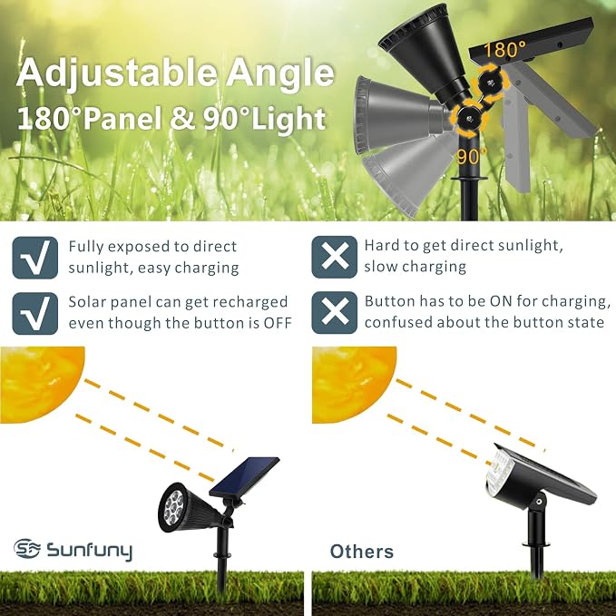 Solar Spotlights Outdoor, Bright 7-LED Landscape Spot Lights, Dusk-to-Dawn - Image 5