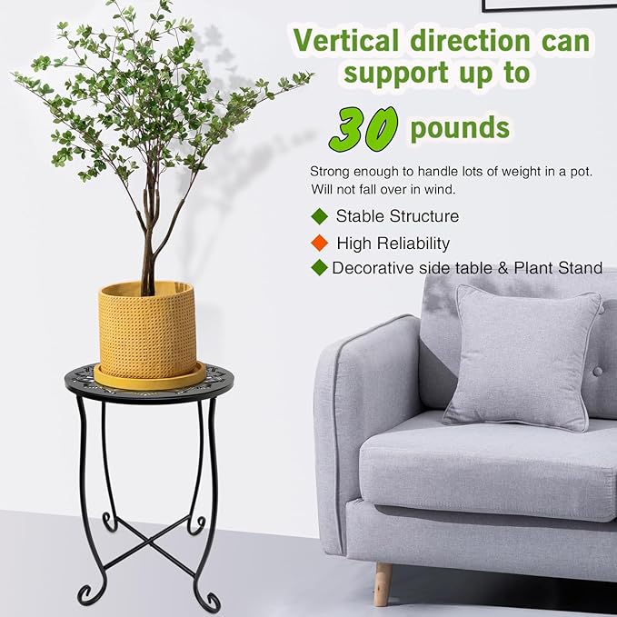 Fashion&cool Side Tables for Small Space, Metal Outdoor Indoor Round Side Table - Image 5