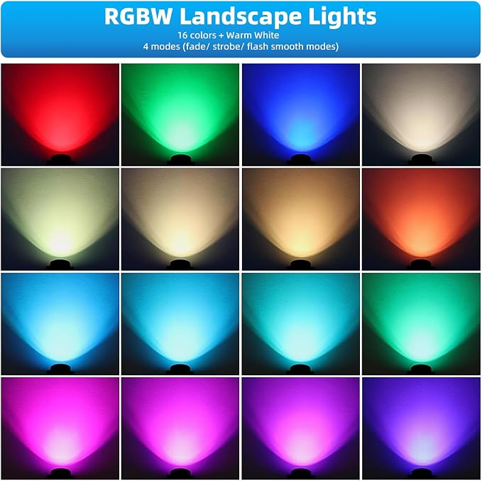 Low Voltage Landscape Lighting, 12V-24V RGBW Color Changing Landscape Lights - Image 5