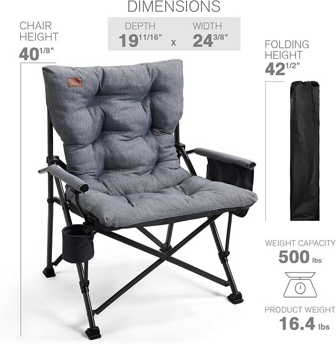 EVER ADVANCED Padded Oversized Folding Camping Chair - Image 7