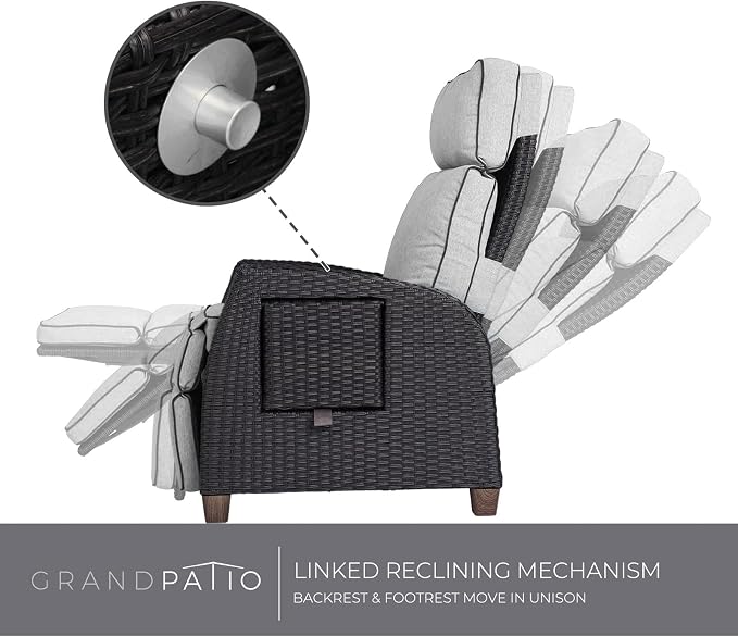 Grand patio Outdoor Recliner Chair Patio 150° Lay Flat Recliner - Image 3
