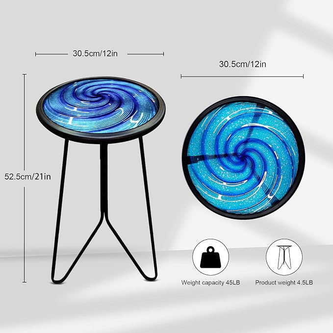 LIFFY Patio Side Table, Small Round End Table, Metal Side Table Outdoor - Image 3