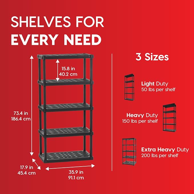 IRIS USA 5-Shelf Heavy Duty Plastic Storage Shelves, 750lb Capacity, Large - Image 3