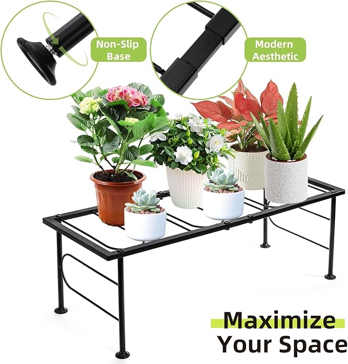 2 Pack Metal Plant Stand Indoor Outdoor, 1 Tier Heavy Duty Flower Pot Stands - Image 4