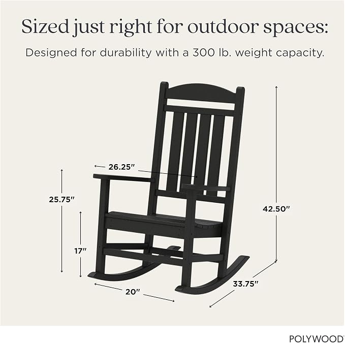 POLYWOOD Presidential Rocking Chair in Black - Image 3