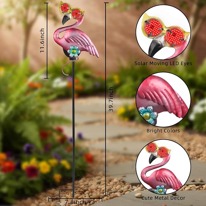 Solar Flamingo Yard Stakes 39.7" - Image 3
