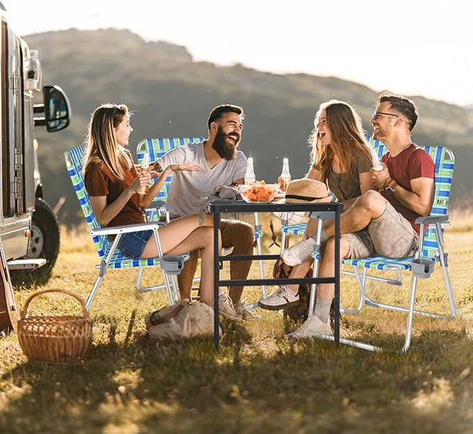 VINGLI Folding Aluminum Webbed Oversized Lawn Chairs - Image 8