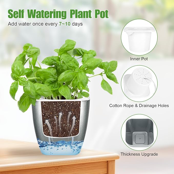 8 Pack 4-inch Plant Pots Indoor Garden Decorative Flower pots Small - Image 5