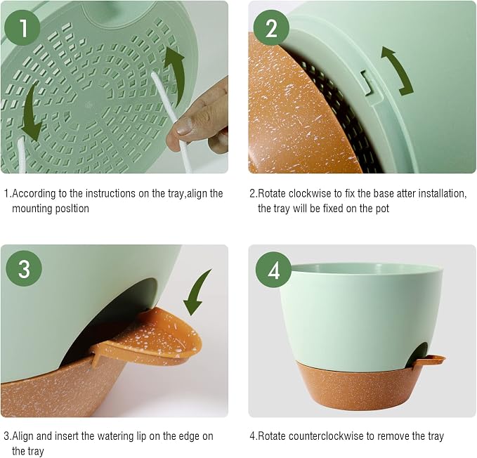 12inch 2Pack Large Self Watering Planters, Plastic Plant Pots - Image 4